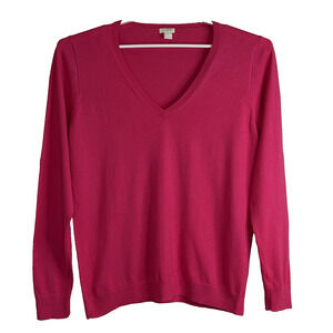 J. Crew V-Neck Pullover Sweater Womens Size XL Dark Pink Long Sleeve Lightweight
